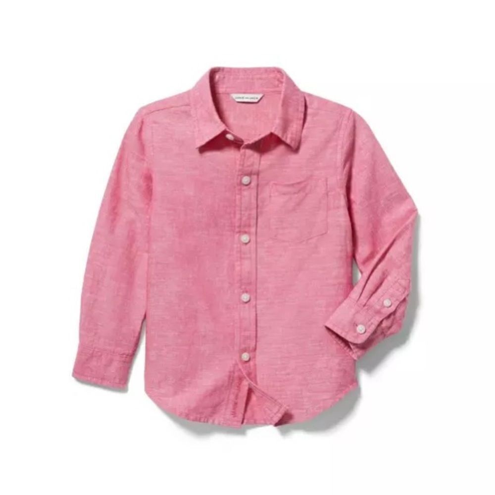 Janie & Jack | heather red cotton Roll-Cuff Shirt